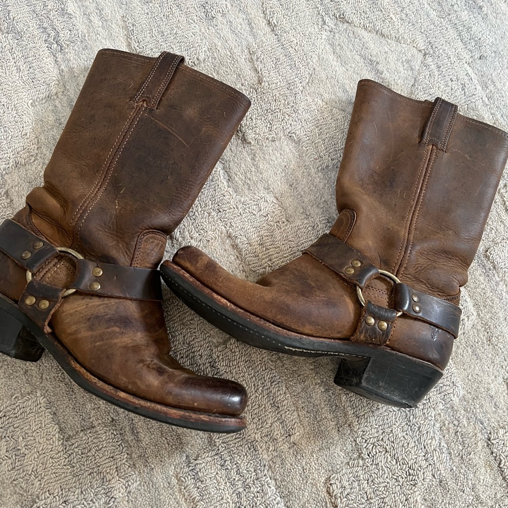 Frye Men's Harness Boots Motorcycle Riding Boots Leather Brown 8.5